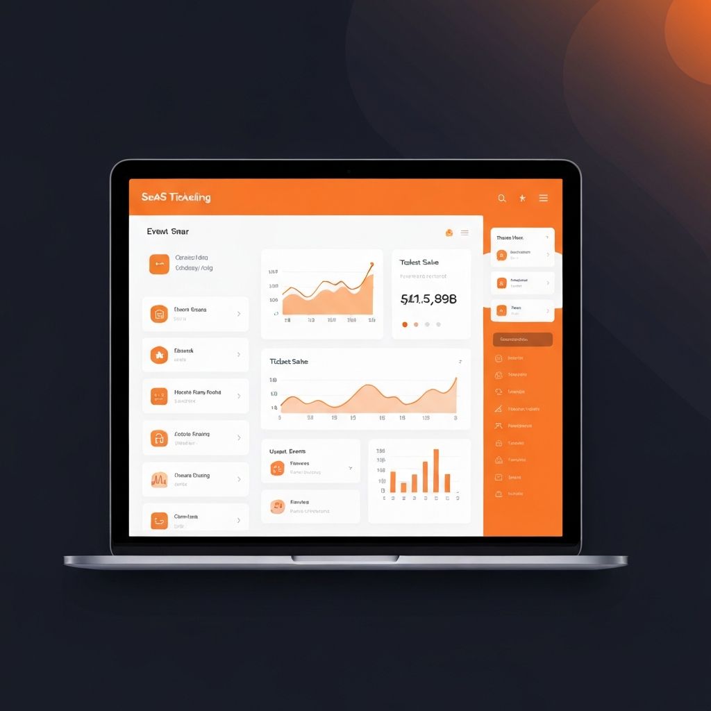 Painel de controle da plataforma Ticket Gospel mostrando eventos, vendas e análises
